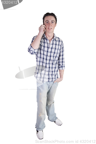 Image of casual man talking on a cell phone
