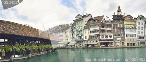 Image of Thun city and river in Aare, Switzerland 
