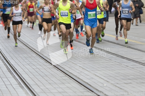 Image of Marathon running race on the city road