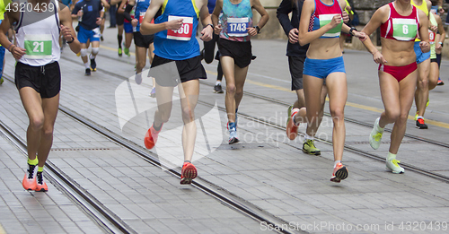 Image of Marathon running race on the city road