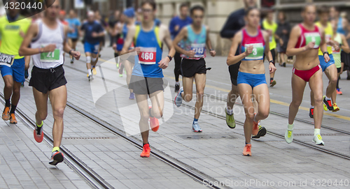 Image of Marathon running race on the city road