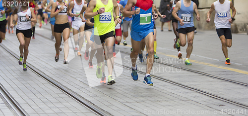 Image of Marathon running race on the city road