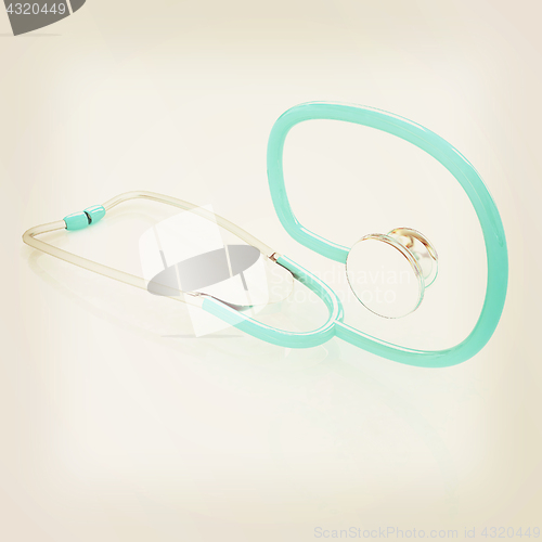 Image of stethoscope. 3d illustration. Vintage style.