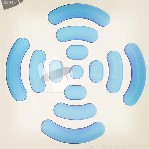 Image of Radio Frequency Identification symbol. 3d illustration. Vintage 