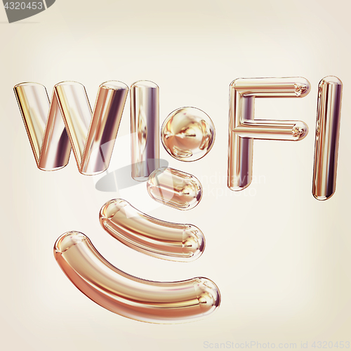 Image of Metal WiFi symbol. 3d illustration. Vintage style.