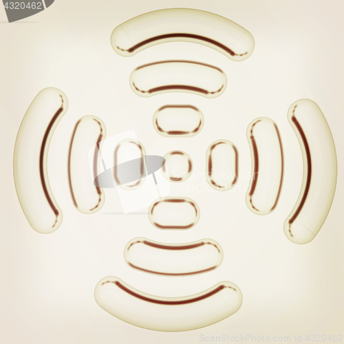 Image of Radio Frequency Identification symbol. 3d illustration. Vintage 