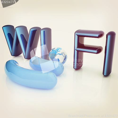 Image of WiFi symbol. 3d illustration. Vintage style.