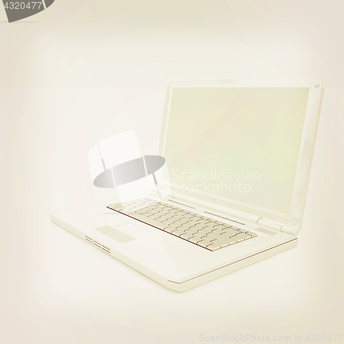 Image of Laptop computer. 3d render. Vintage style.