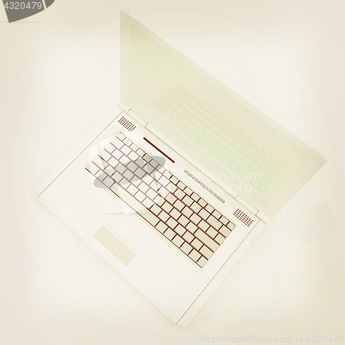 Image of Laptop computer. 3d render. Vintage style.