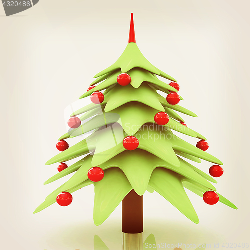 Image of Christmas tree. 3d illustration. Vintage style.