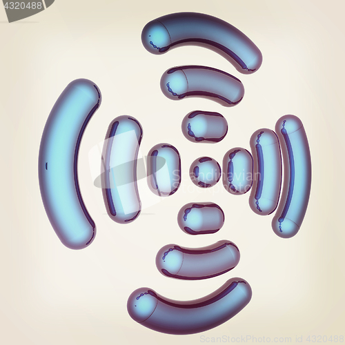 Image of Radio Frequency Identification symbol. 3d illustration. Vintage 