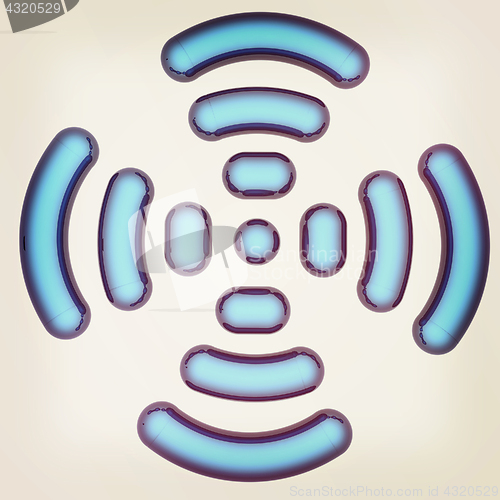 Image of Radio Frequency Identification symbol. 3d illustration. Vintage 