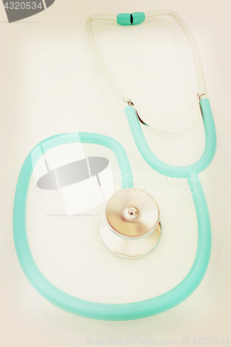 Image of stethoscope. 3d illustration. Vintage style.