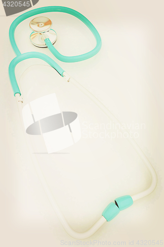 Image of stethoscope. 3d illustration. Vintage style.