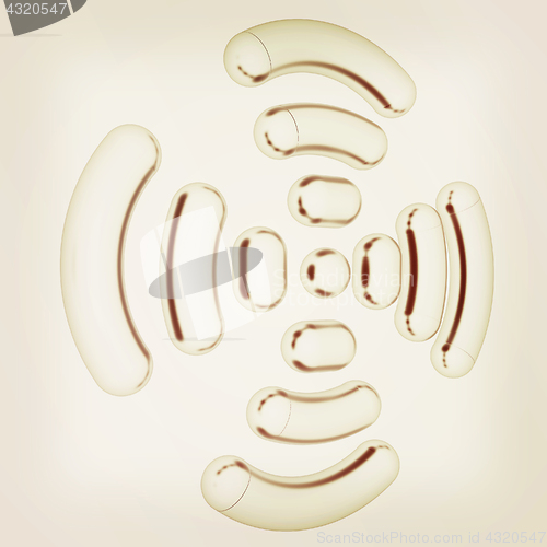 Image of Radio Frequency Identification symbol. 3d illustration. Vintage 