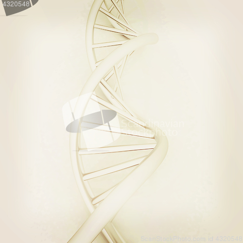 Image of DNA structure model. 3d illustration. Vintage style.