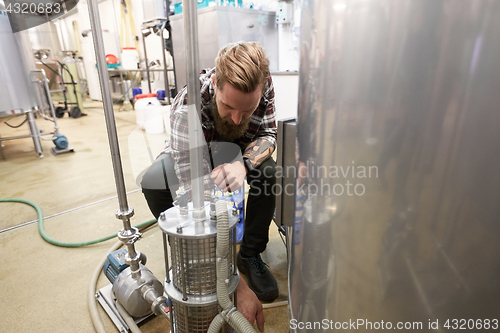 Image of man working at craft beer brewery