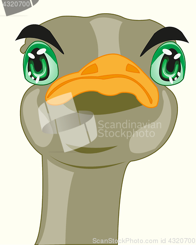 Image of Cartoon of the head of the ostrich