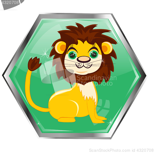 Image of Button with animal lion