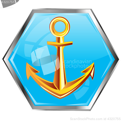 Image of Golden anchor on button