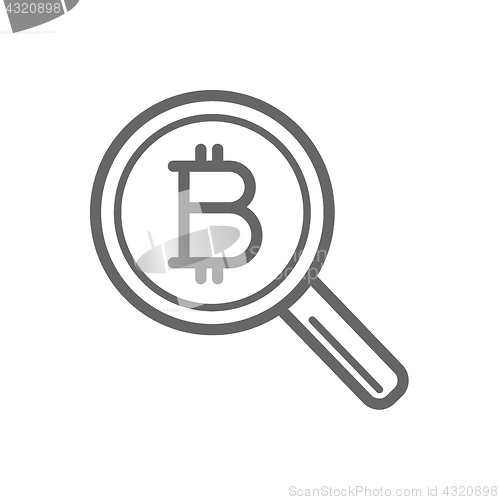 Image of Bitcoin search with magnifier line icon.