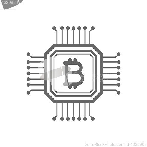 Image of Bitcoin blockchain line icon.