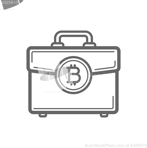 Image of Bitcoin cryptocurrency portfolio coin line icon.