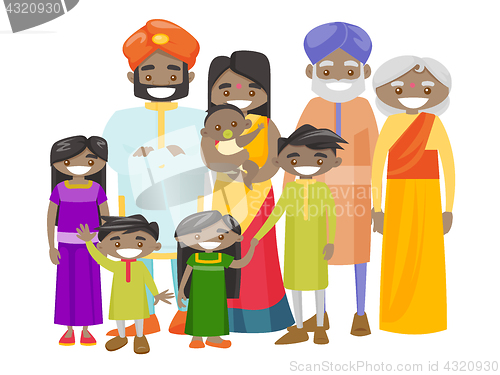 Image of Happy extended indian family with cheerful smile.