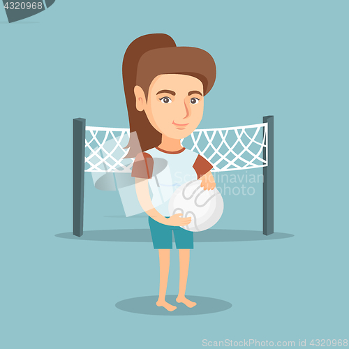 Image of Young caucasian beach volleyball player.