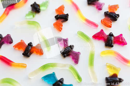 Image of gummy worms and bet candies for halloween party