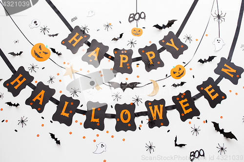 Image of happy halloween party black garland and decoration