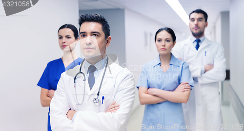 Image of group of medics or doctors at hospital