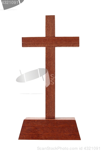 Image of Wooden cross on white