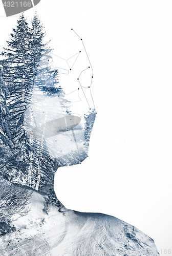 Image of Double exposure of young beautyful girl