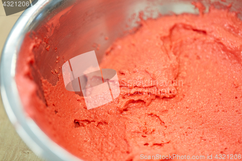 Image of macaron batter or ice cream in bowl