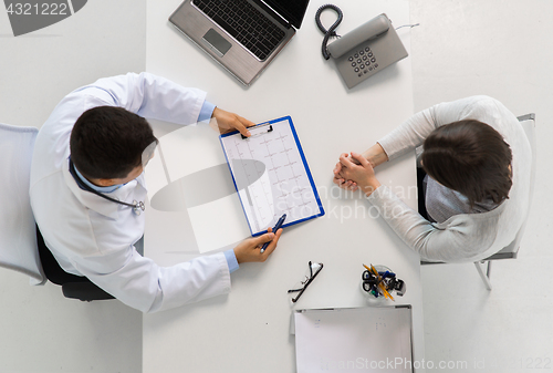 Image of doctor with cardiogram and patient at hospital