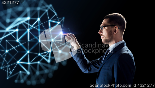 Image of businessman with virtual low poly projection