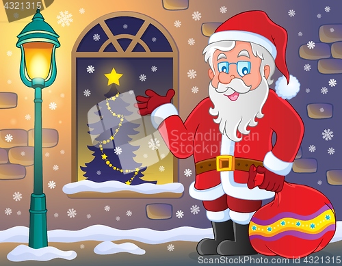 Image of Santa Claus on sidewalk theme 3