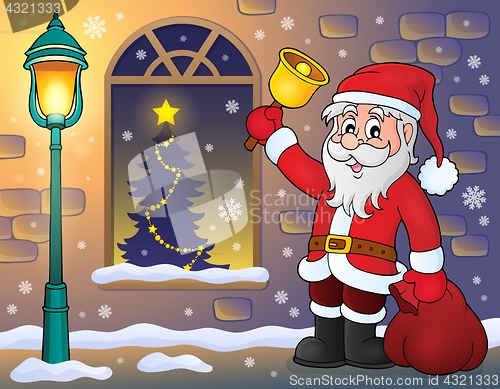 Image of Santa Claus on sidewalk theme 1