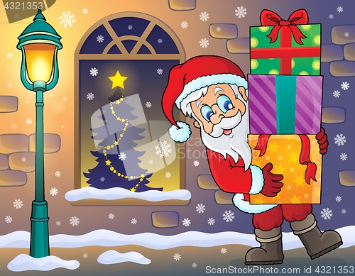 Image of Santa Claus on sidewalk theme 2