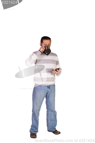 Image of Casual Businessman Drinking Coffee