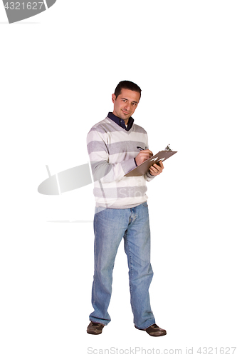 Image of Casual Businessman With a Clipboard