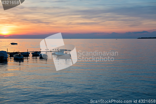 Image of View of beautiful sunset above the Adriatic sea