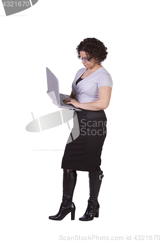 Image of Beautiful Girl Holding a Laptop