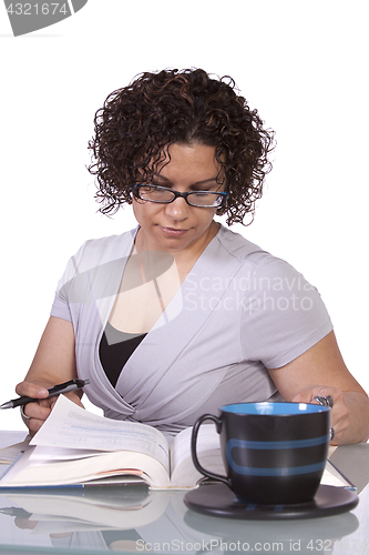 Image of Beautiful Woman Working on her Laptop