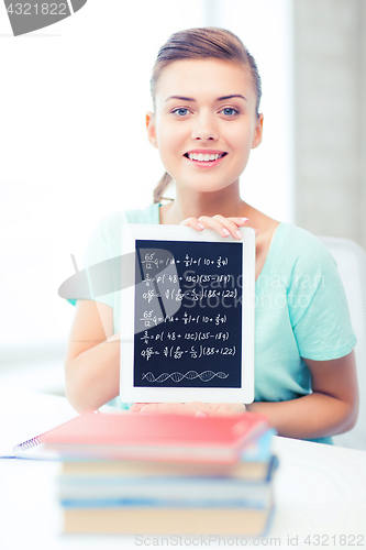 Image of smiling student girl with tablet pc