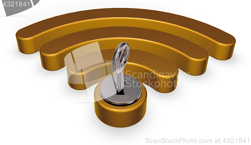 Image of wifi symbol with keyhole - 3d rendering