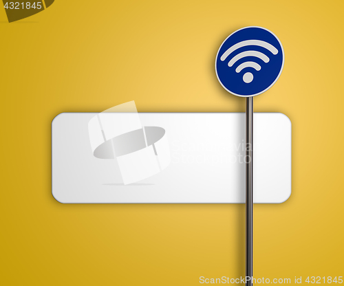 Image of wifi symbol on roadsign - 3d rendering