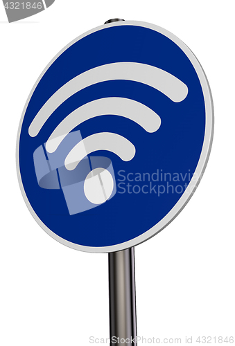 Image of wifi symbol on roadsign - 3d rendering