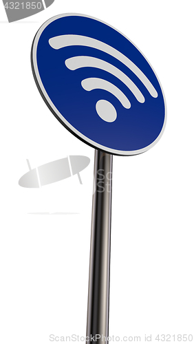 Image of wifi symbol on roadsign - 3d rendering